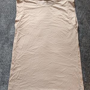 Women's Long Beige Sleeveless Top